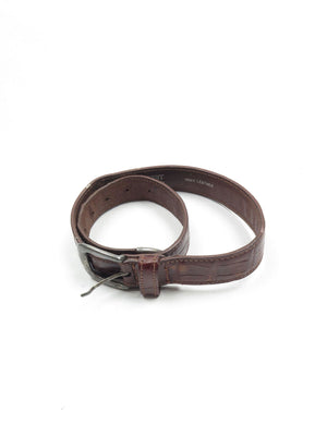 Vintage Brown Leather Belt Espirt Mock Crock S - The Harlequin