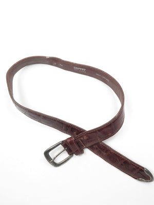 Vintage Brown Leather Belt Espirt Mock Crock S - The Harlequin