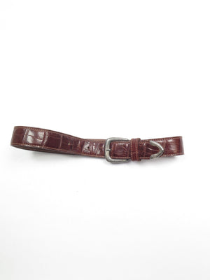 Vintage Brown Leather Belt Espirt Mock Crock S - The Harlequin