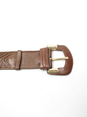 Vintage Brown Leather Belt Weave Style S/M - The Harlequin