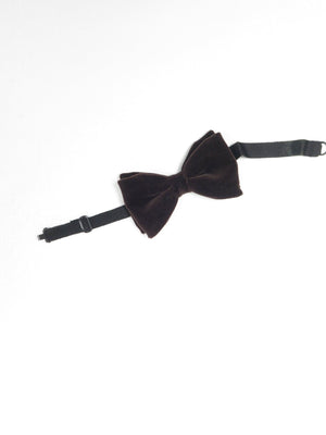 Vintage Brown Velvet Dickie Bow Tie Unworn - The Harlequin