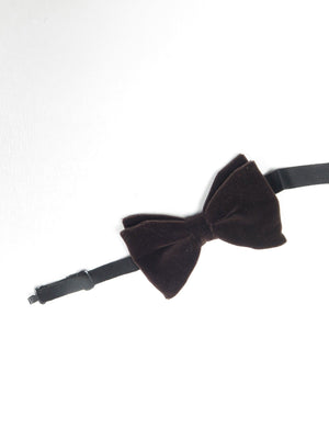 Vintage Brown Velvet Dickie Bow Tie Unworn - The Harlequin