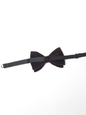 Vintage Brown Velvet Dickie Bow Tie Unworn - The Harlequin