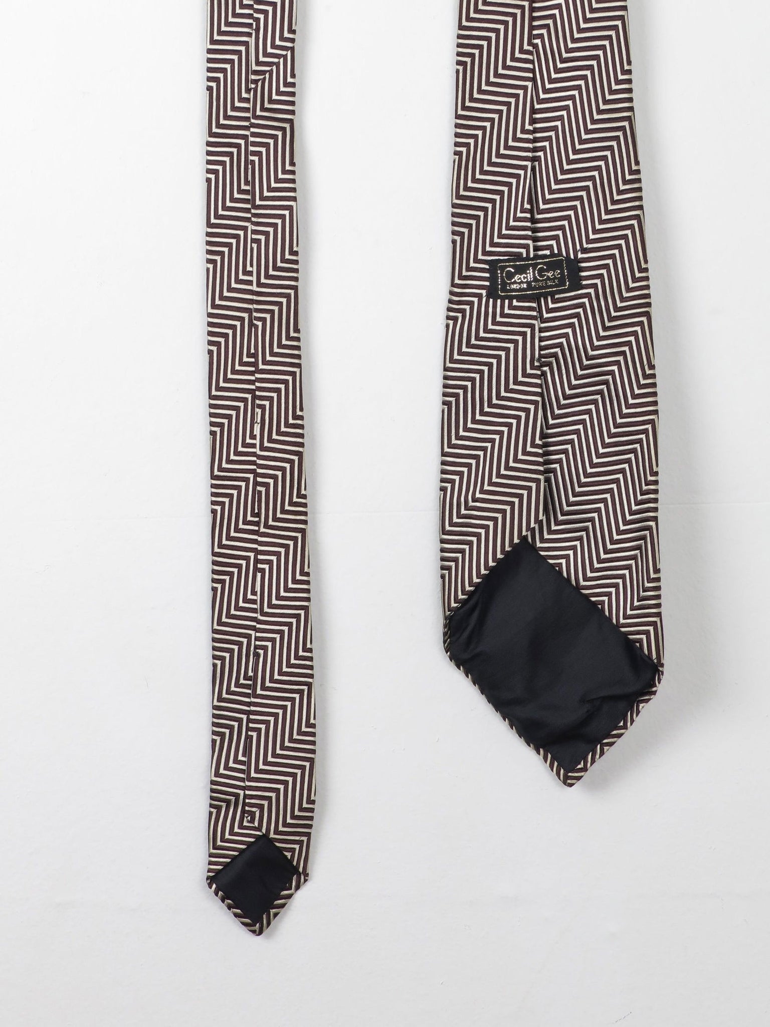 Vintage Cecil Gee Brown Patterned Tie - The Harlequin