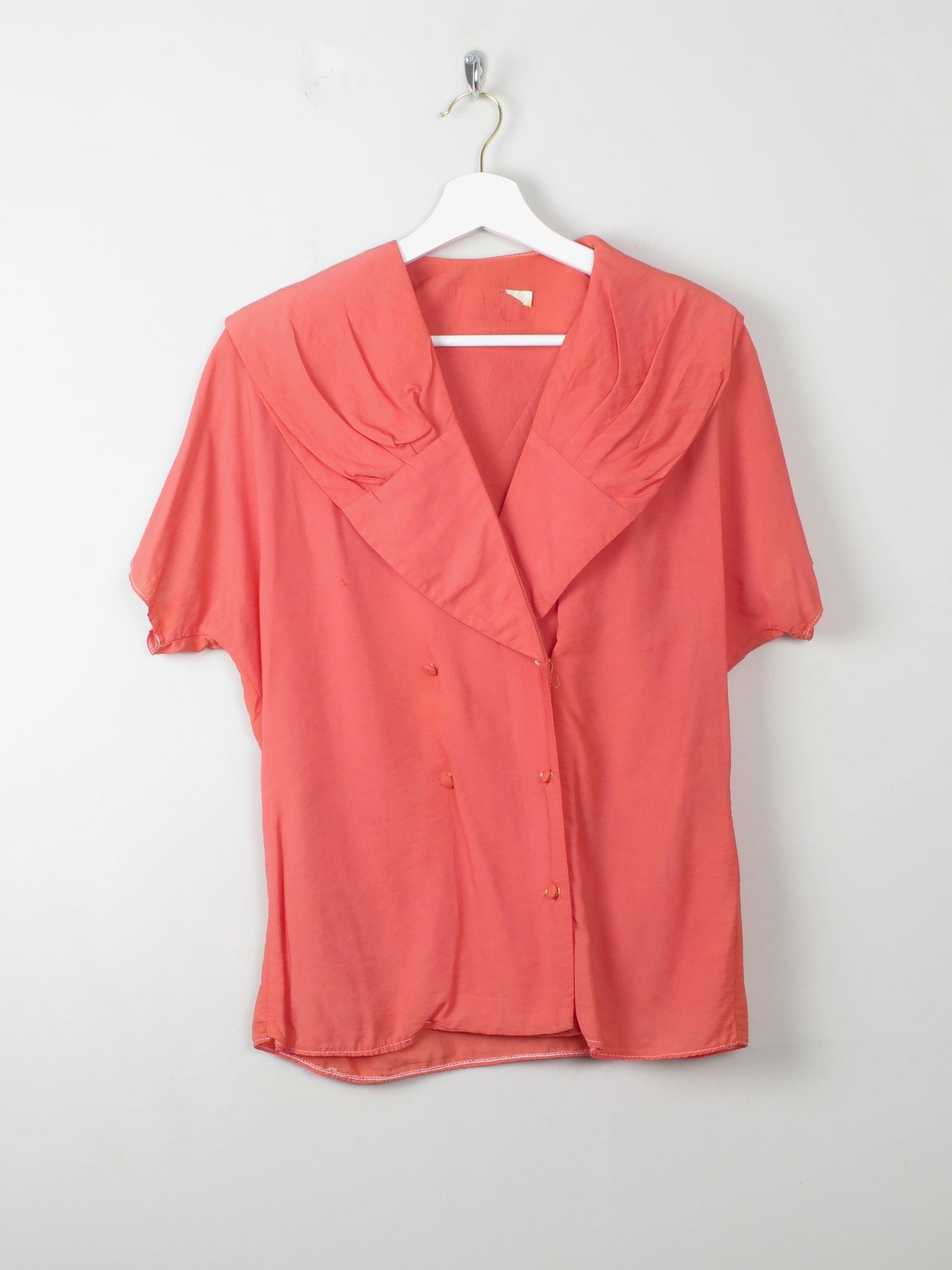 Vintage Coral Blouse With Collar S - The Harlequin