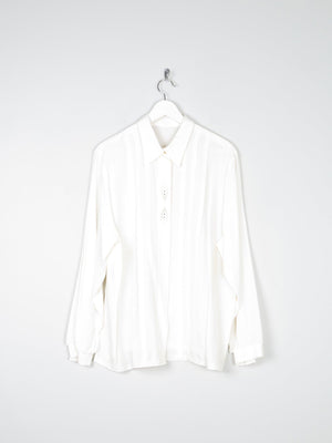 Vintage Cream Blouse With Collar & Rhinestone Detail L/XL - The Harlequin