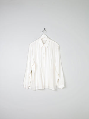 Vintage Cream Blouse With Collar & Rhinestone Detail L/XL - The Harlequin