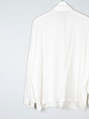 Vintage Cream Blouse With Collar & Rhinestone Detail L/XL - The Harlequin