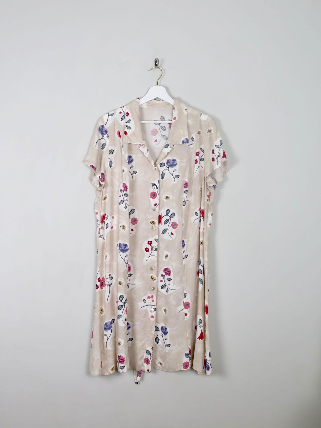 Vintage Cream Floral Dress L/XL - The Harlequin