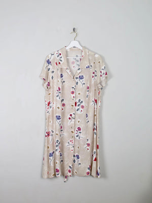 Vintage Cream Floral Dress L/XL - The Harlequin