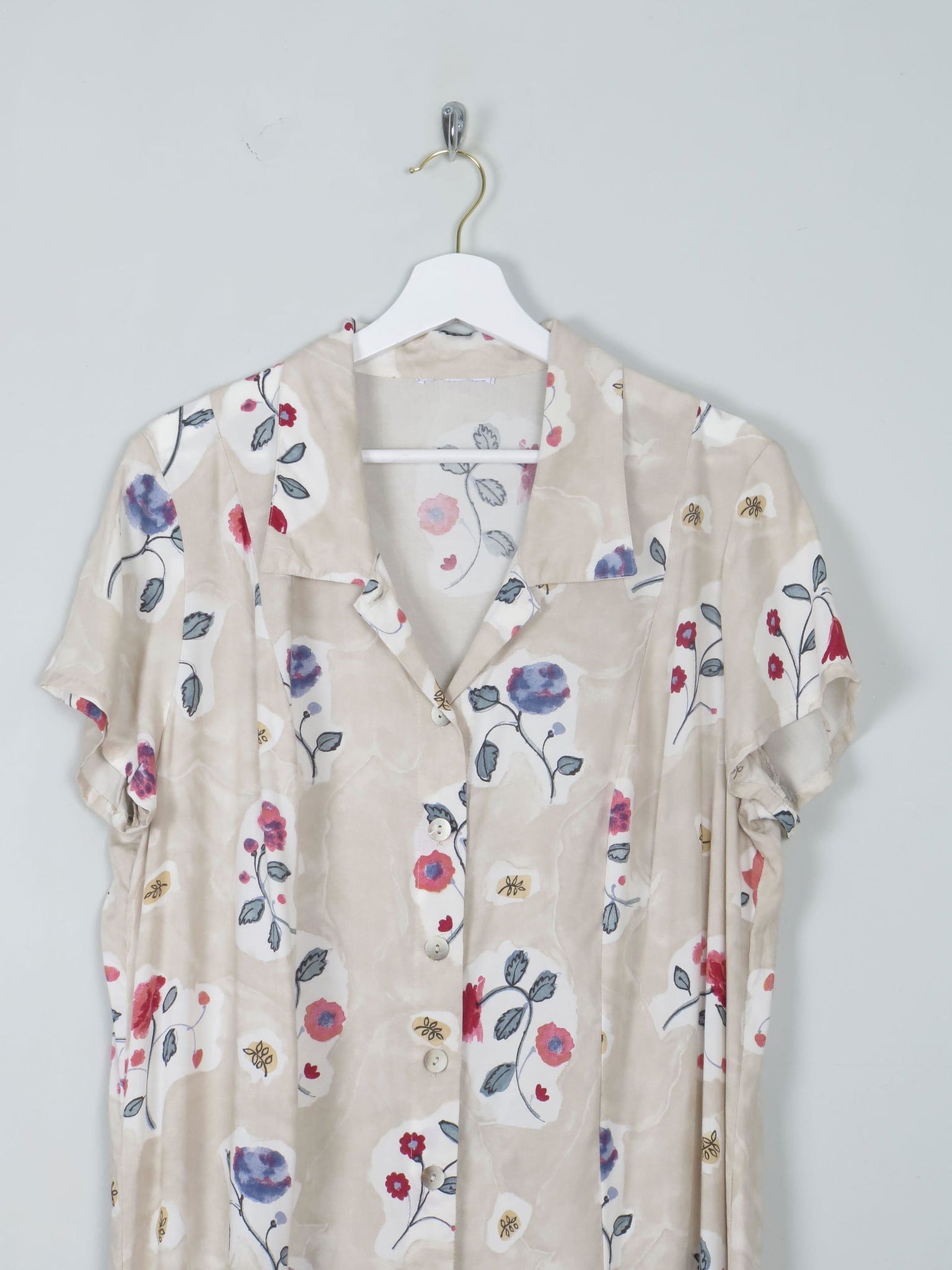 Vintage Cream Floral Dress L/XL - The Harlequin