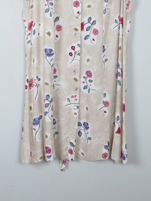 Vintage Cream Floral Dress L/XL - The Harlequin