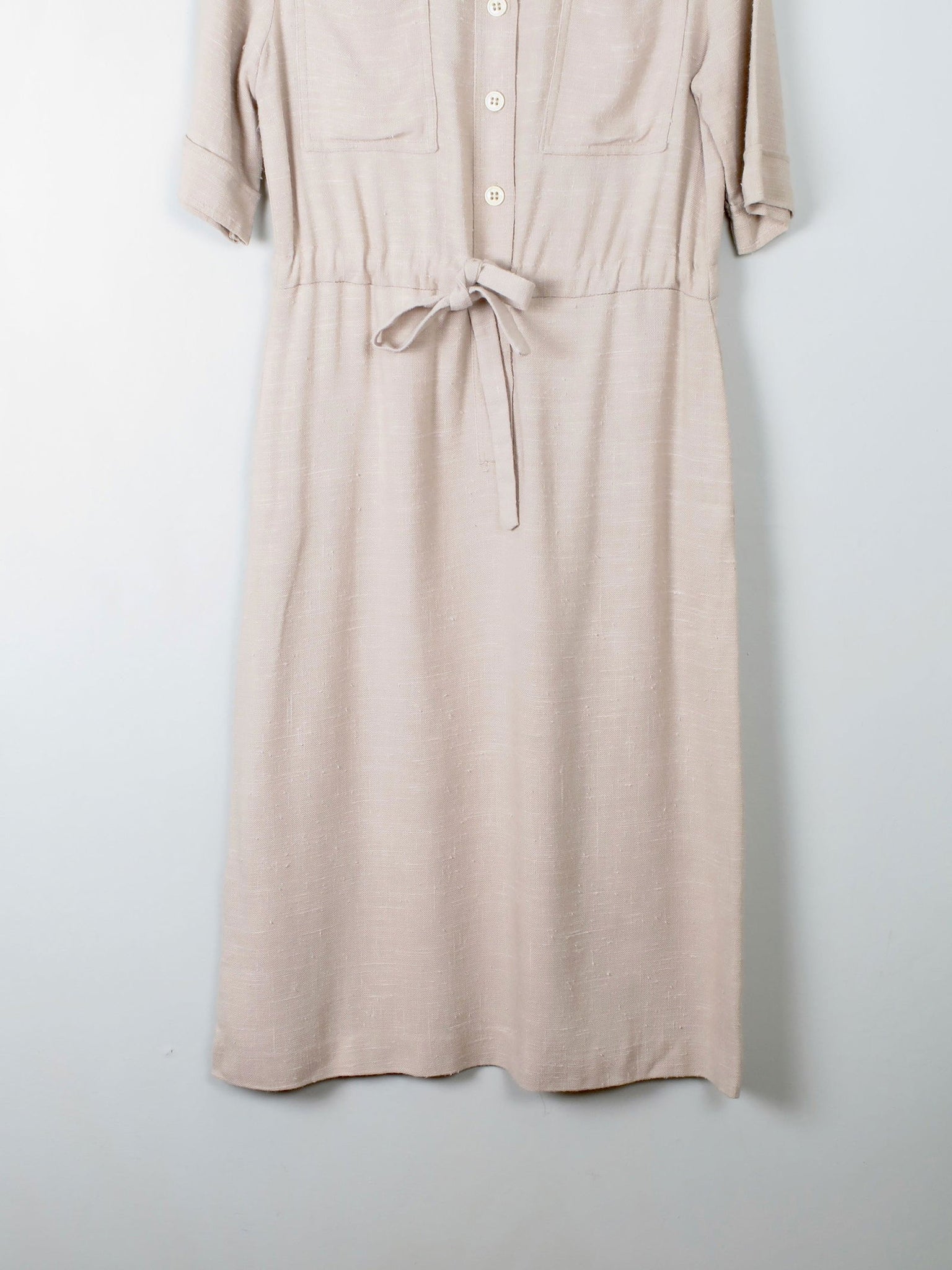 Vintage Cream Linen Safari Dress S Vintage Cream Linen Safari Dress S