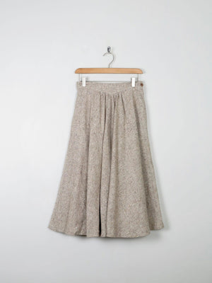 Vintage Cream Melange Tweed Full Skirt 26" XS - The Harlequin