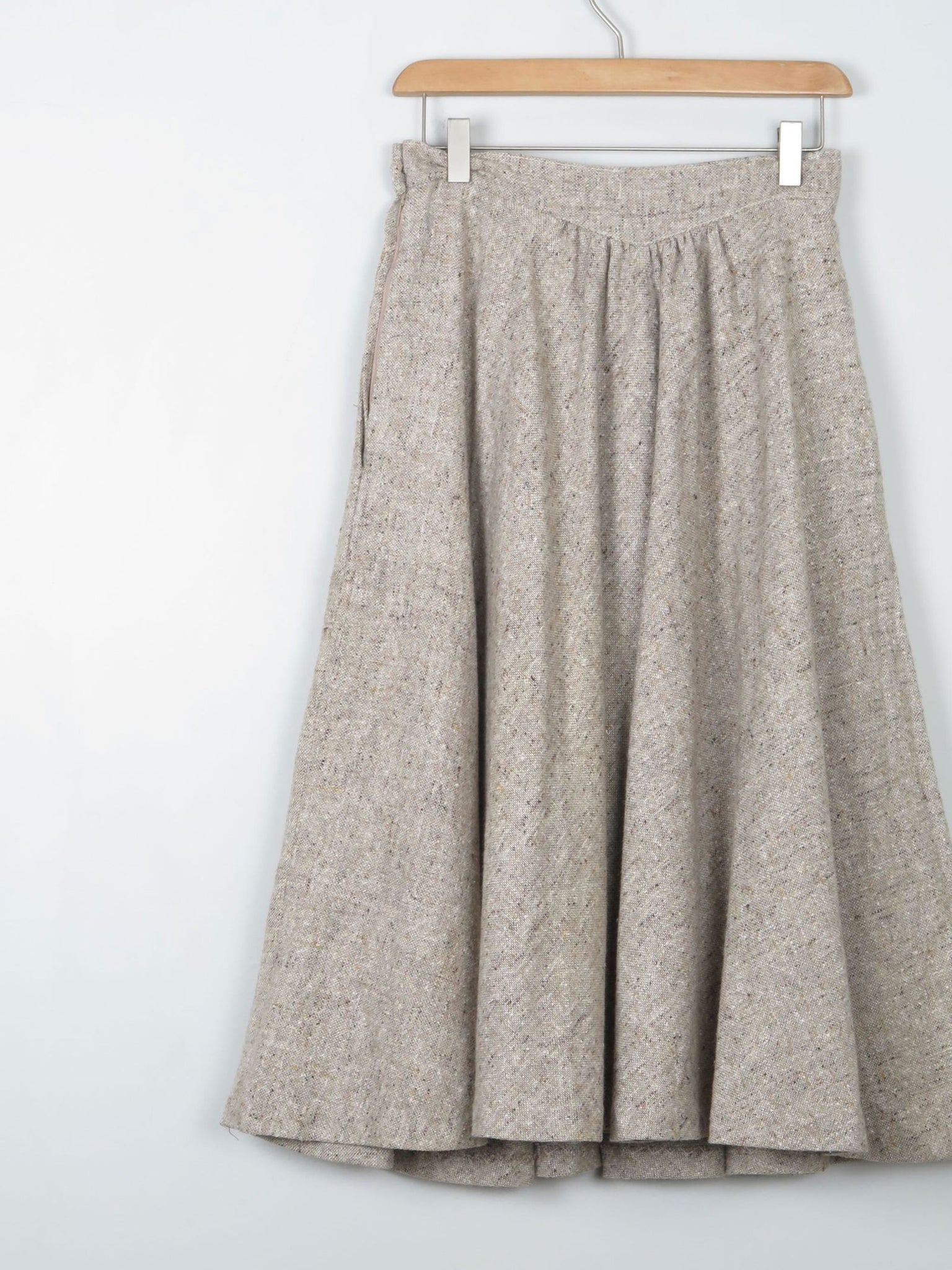 Vintage Cream Melange Tweed Full Skirt 26" XS - The Harlequin