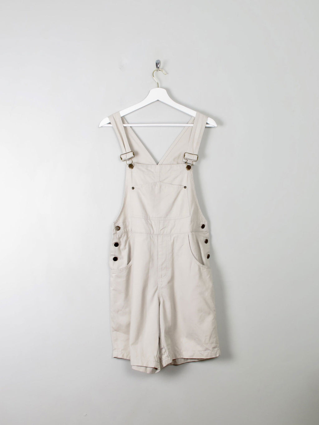 Vintage Cream Short Dungarees S - The Harlequin