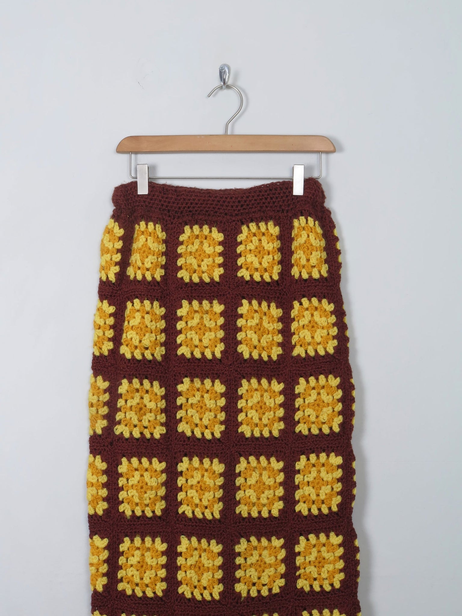 Vintage Crochet Yellow & Brown Skirt S - The Harlequin