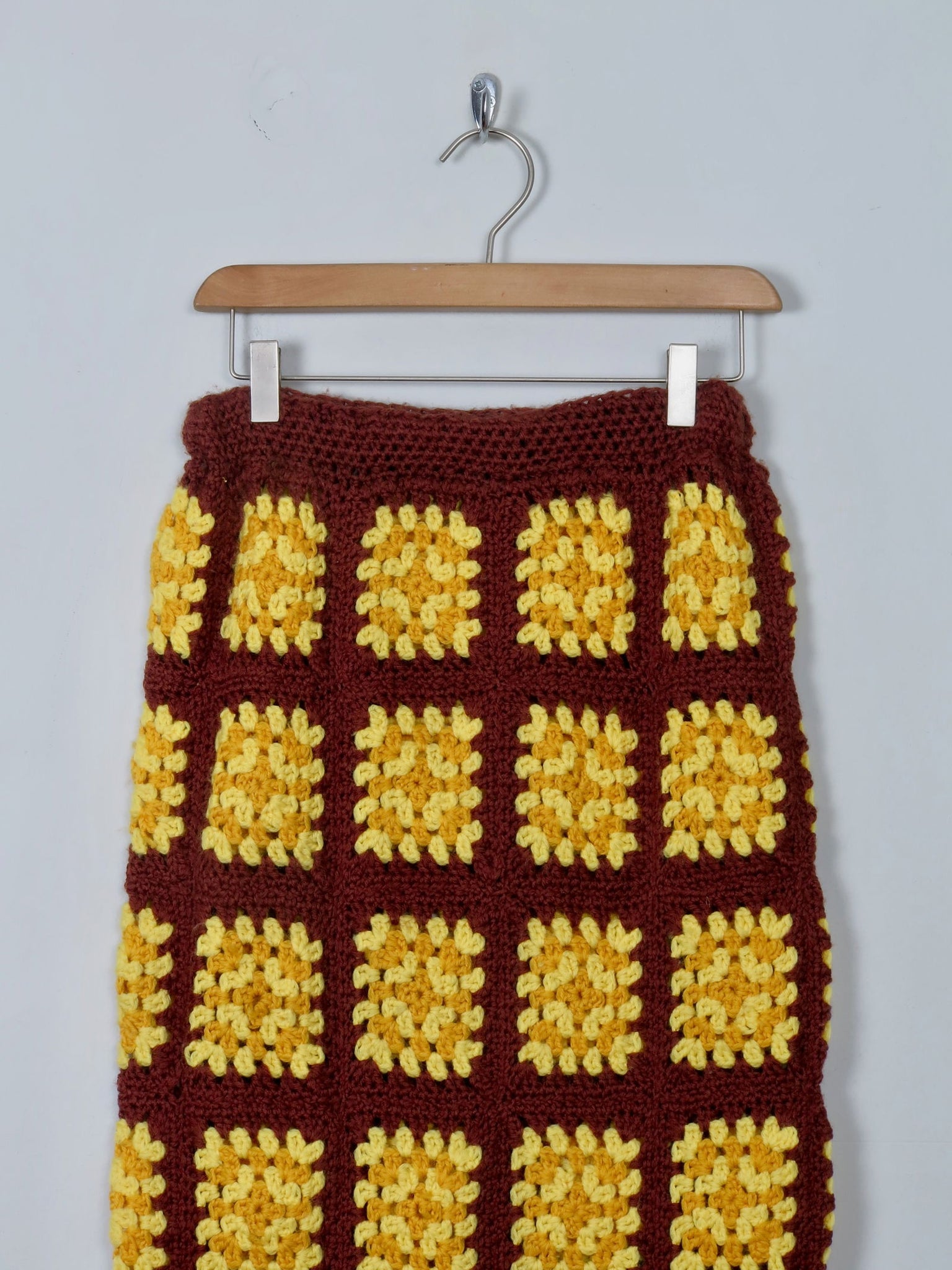 Vintage Crochet Yellow & Brown Skirt S - The Harlequin