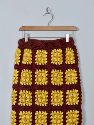 Vintage Crochet Yellow & Brown Skirt S - The Harlequin