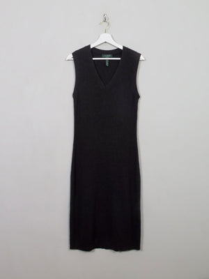 Vintage Dark Grey Ralph Lauren Ribbed Jumper Dress M/L - The Harlequin