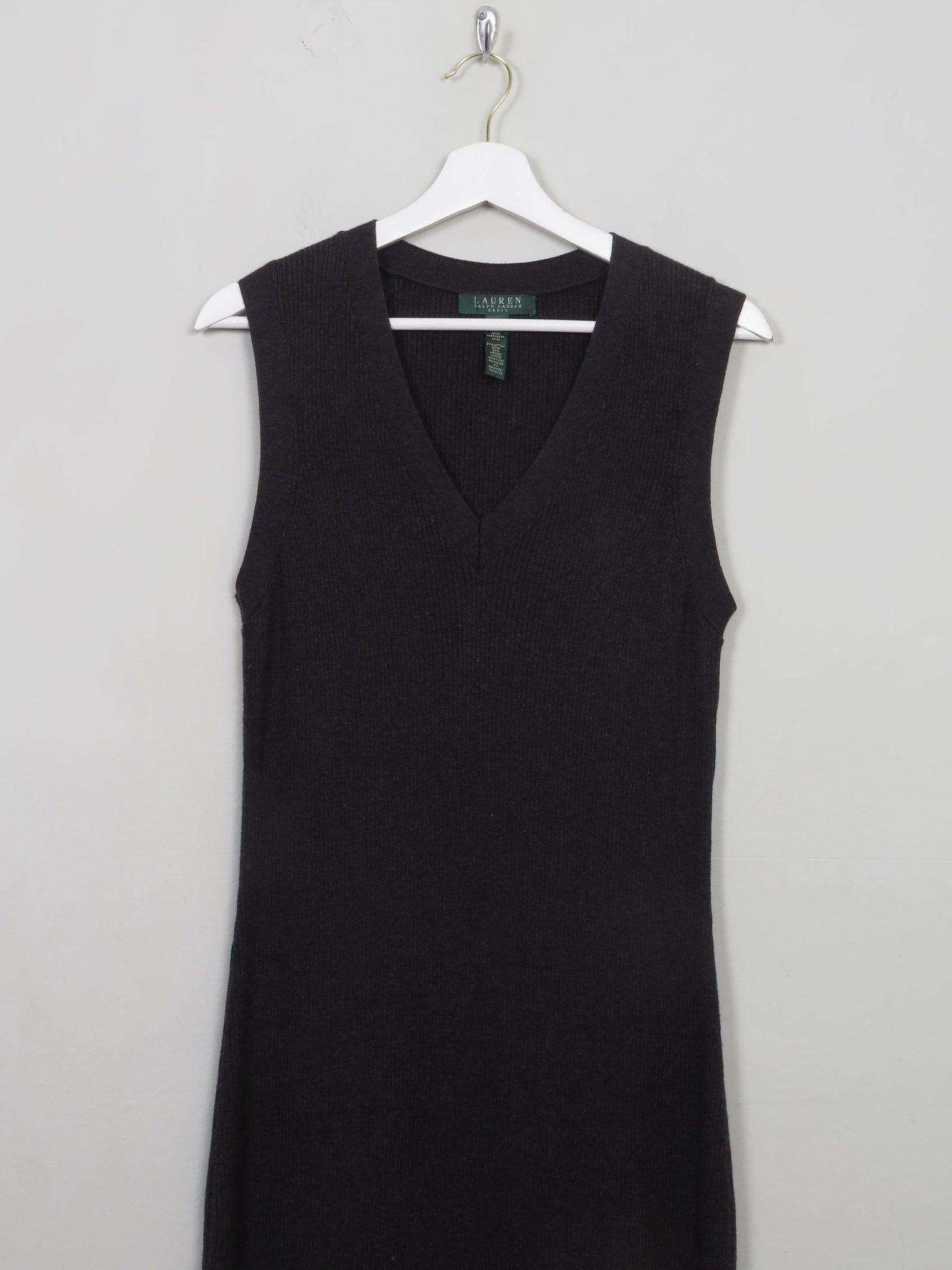 Vintage Dark Grey Ralph Lauren Ribbed Jumper Dress M/L - The Harlequin