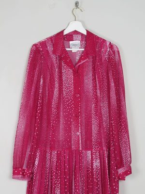 Vintage Dress Pink Semi Sheer Drop Waist M/L - The Harlequin