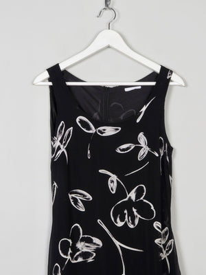 Vintage Fitted Black Dress With Cream Flowers 10/12 - The Harlequin