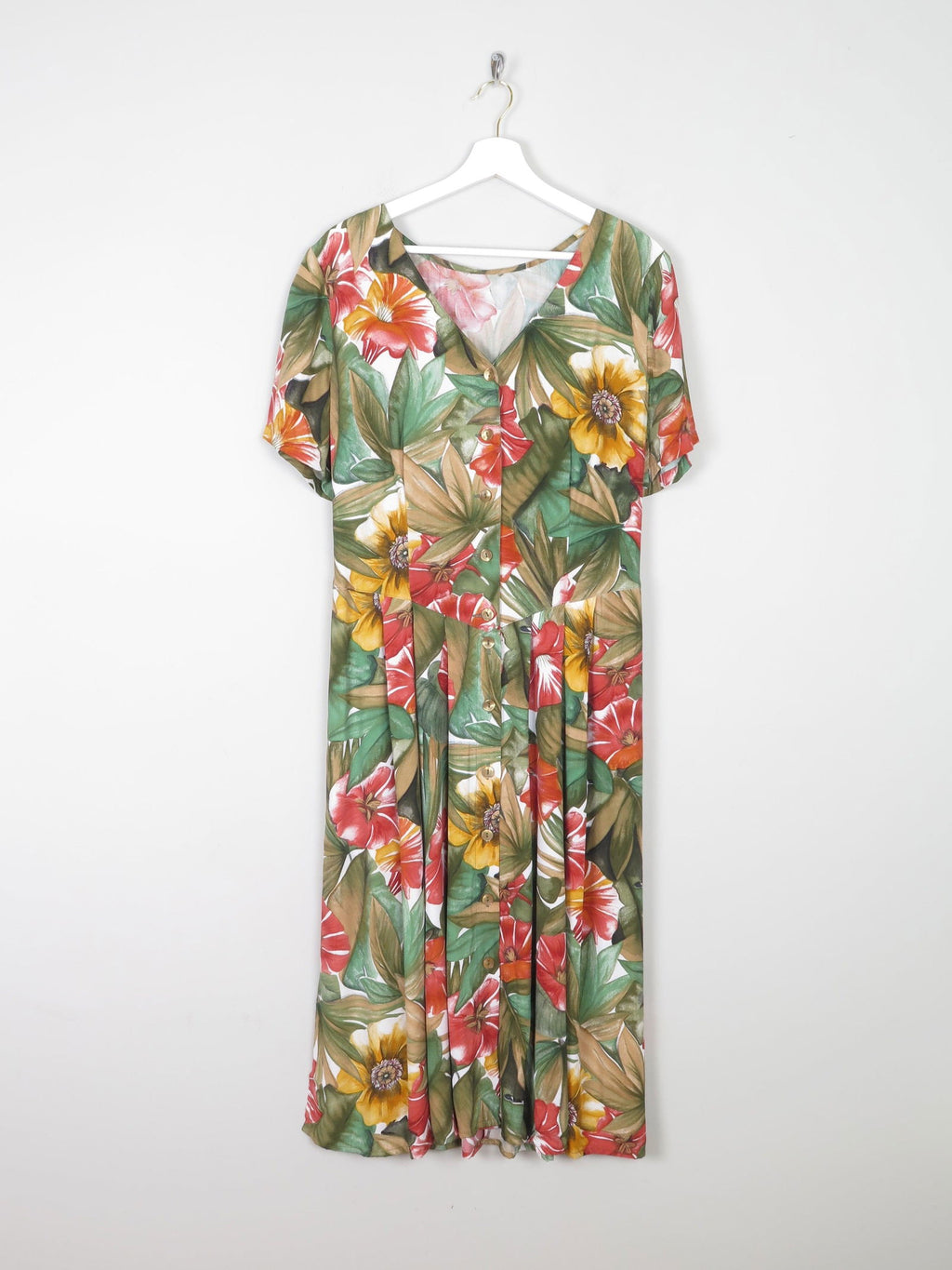 Vintage Floral Green Button Down Dress 12/14 - The Harlequin