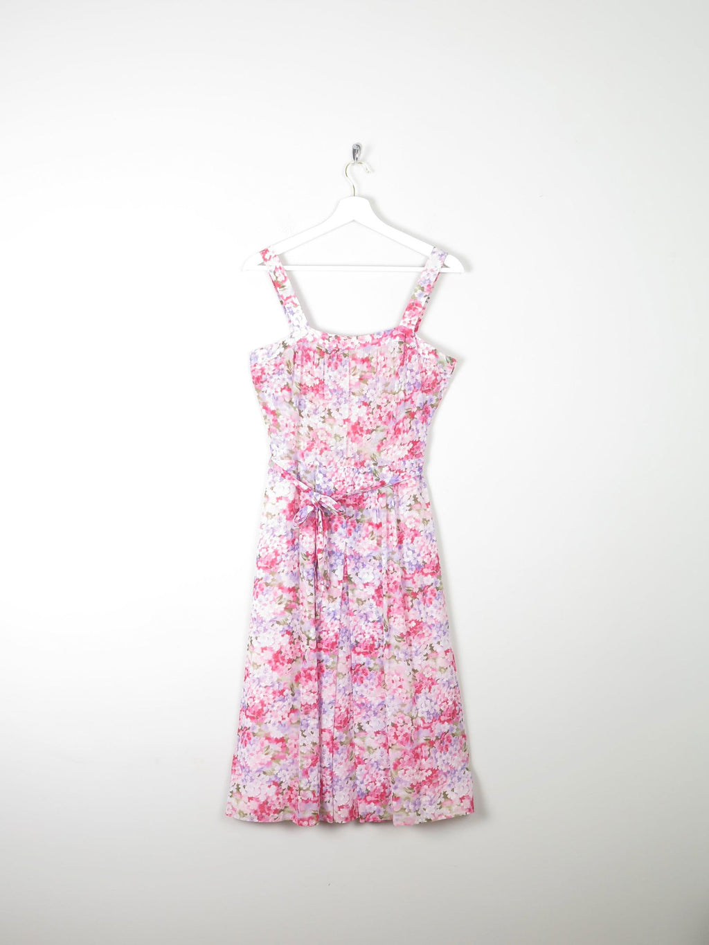 Vintage Floral Printed Pink Summer Dress 10 - The Harlequin