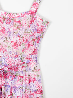 Vintage Floral Printed Pink Summer Dress 10 - The Harlequin