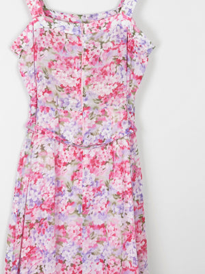 Vintage Floral Printed Pink Summer Dress 10 - The Harlequin