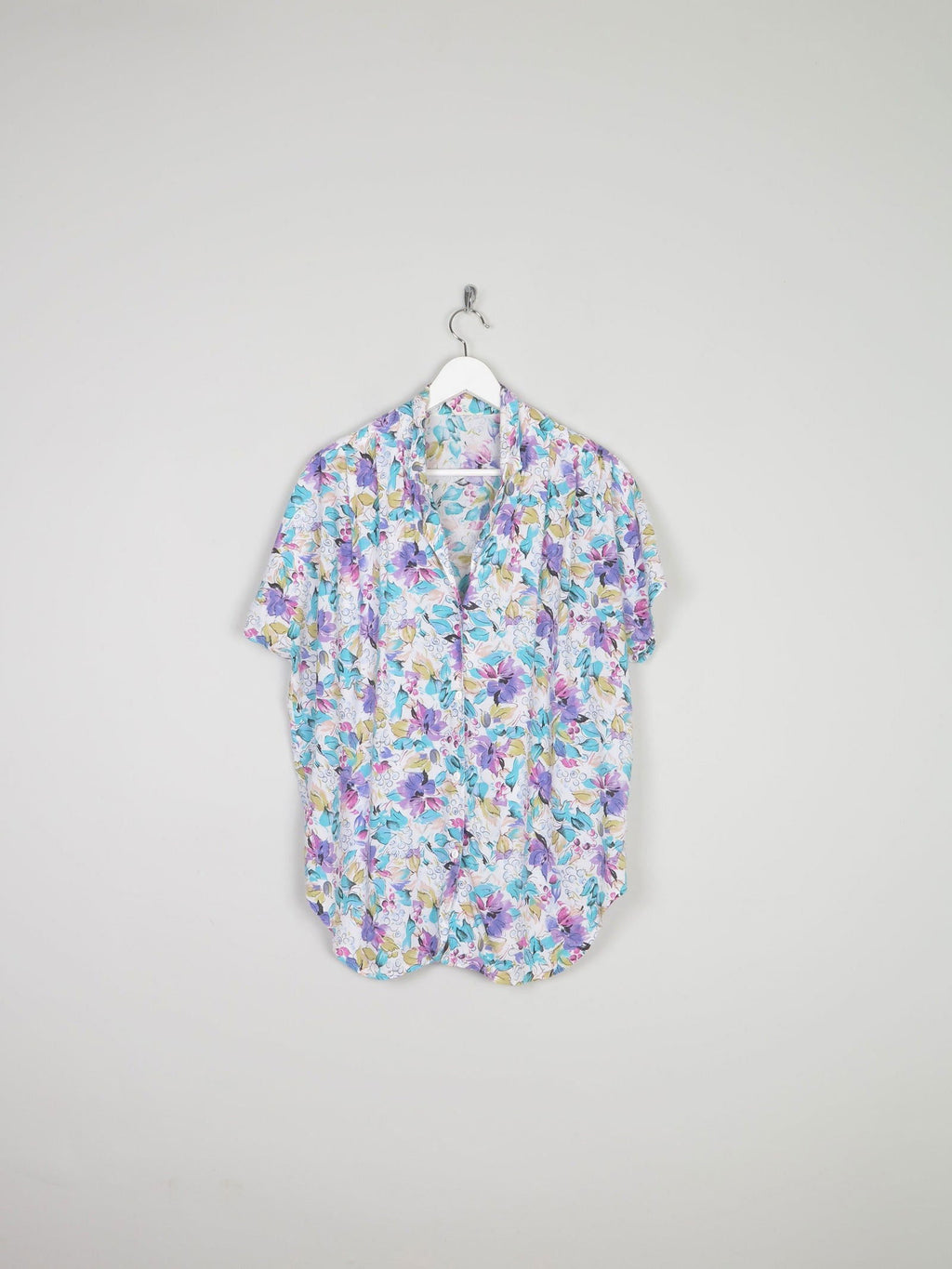 Vintage Floral Printed Short Sleeved Blouse M/L - The Harlequin