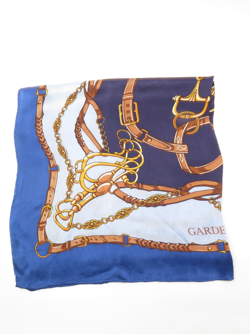 Vintage Gardeur Blue,Navy & Tan Silk Scarf - The Harlequin