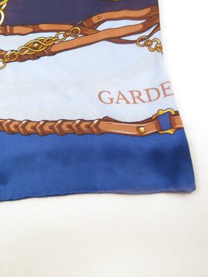 Vintage Gardeur Blue,Navy & Tan Silk Scarf - The Harlequin