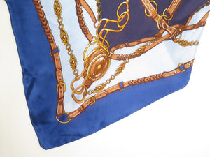 Vintage Gardeur Blue,Navy & Tan Silk Scarf - The Harlequin