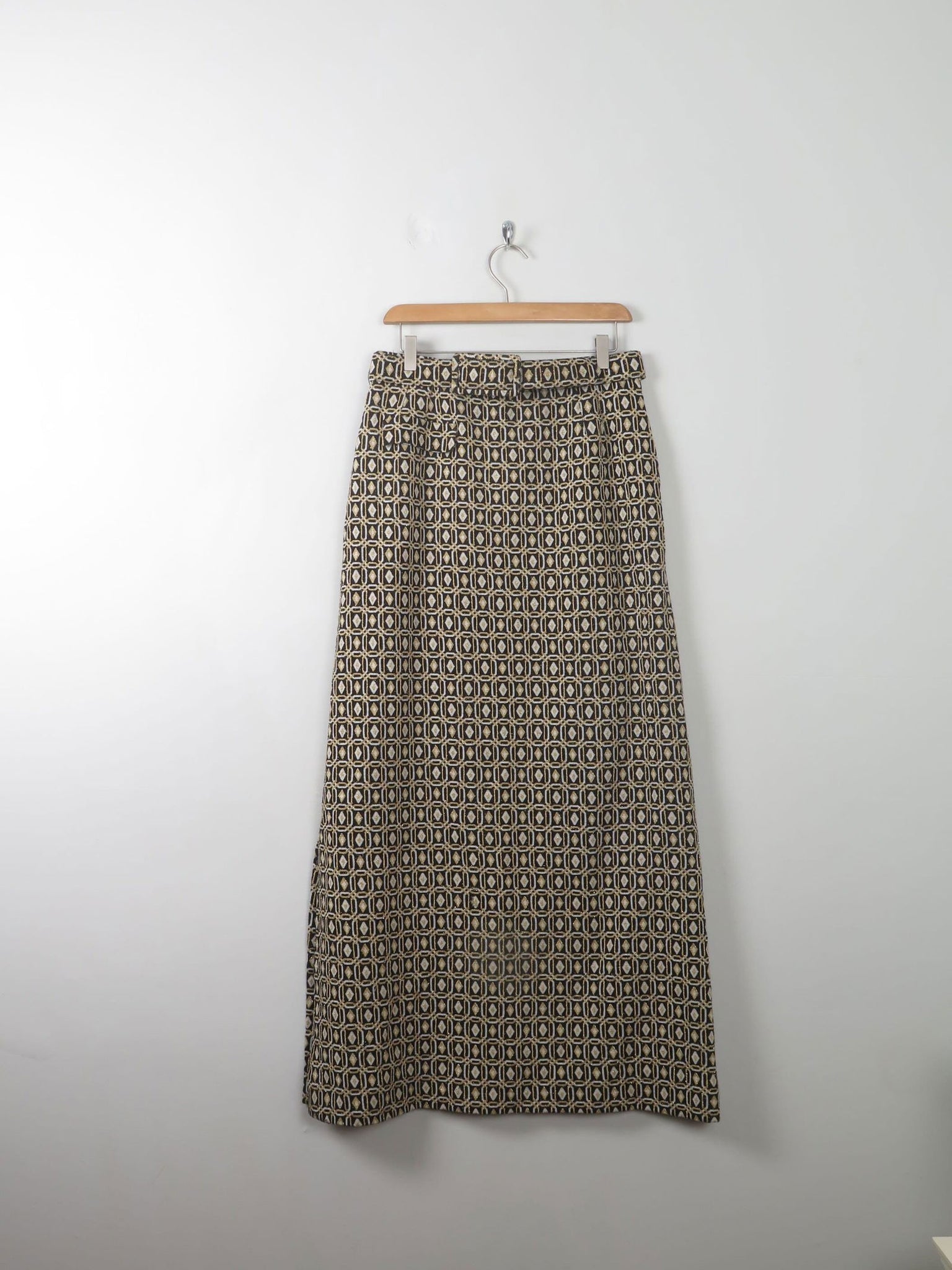 Vintage Gold & Black Tricosa Maxi Skirt M - The Harlequin