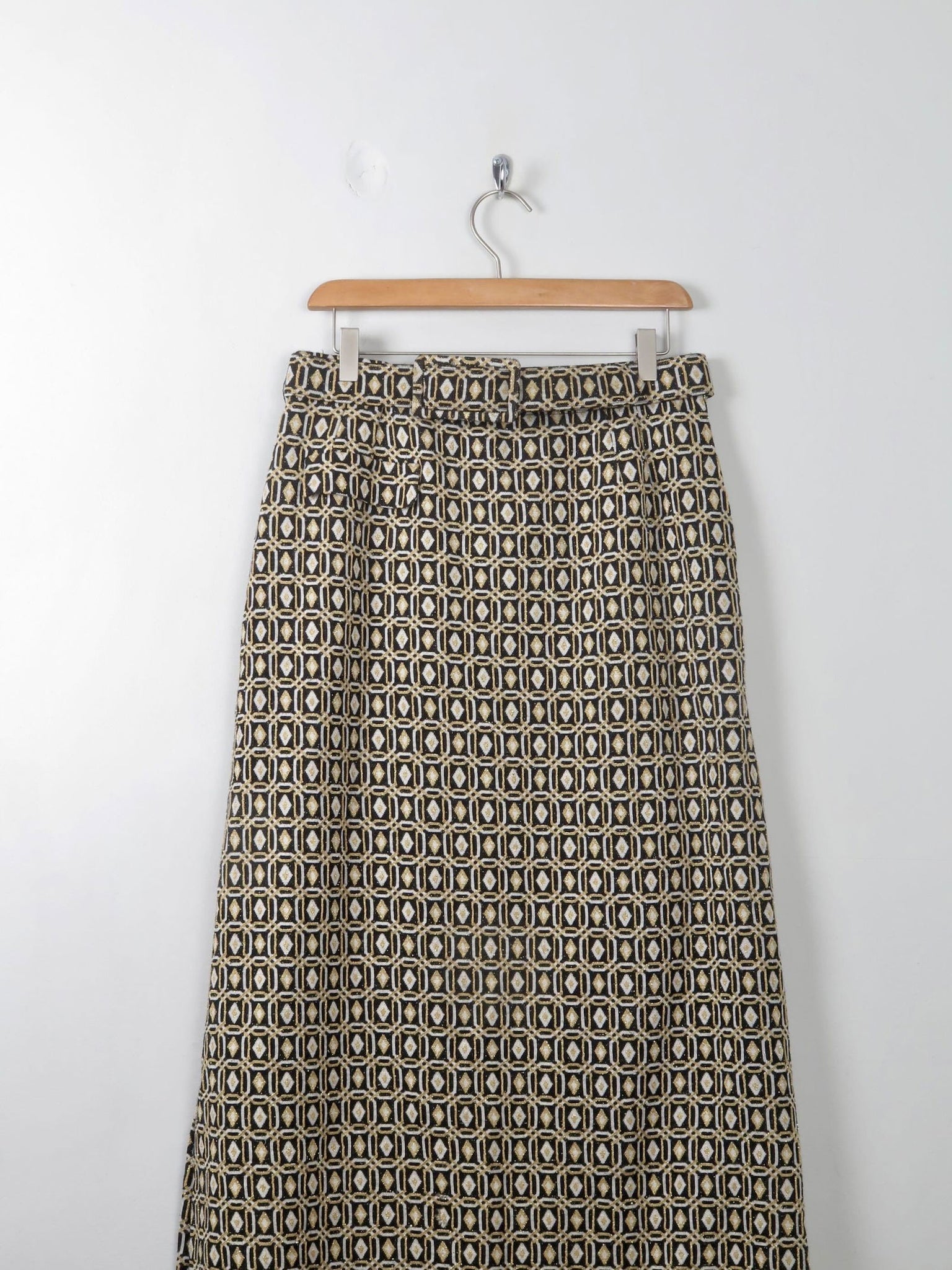 Vintage Gold & Black Tricosa Maxi Skirt M - The Harlequin