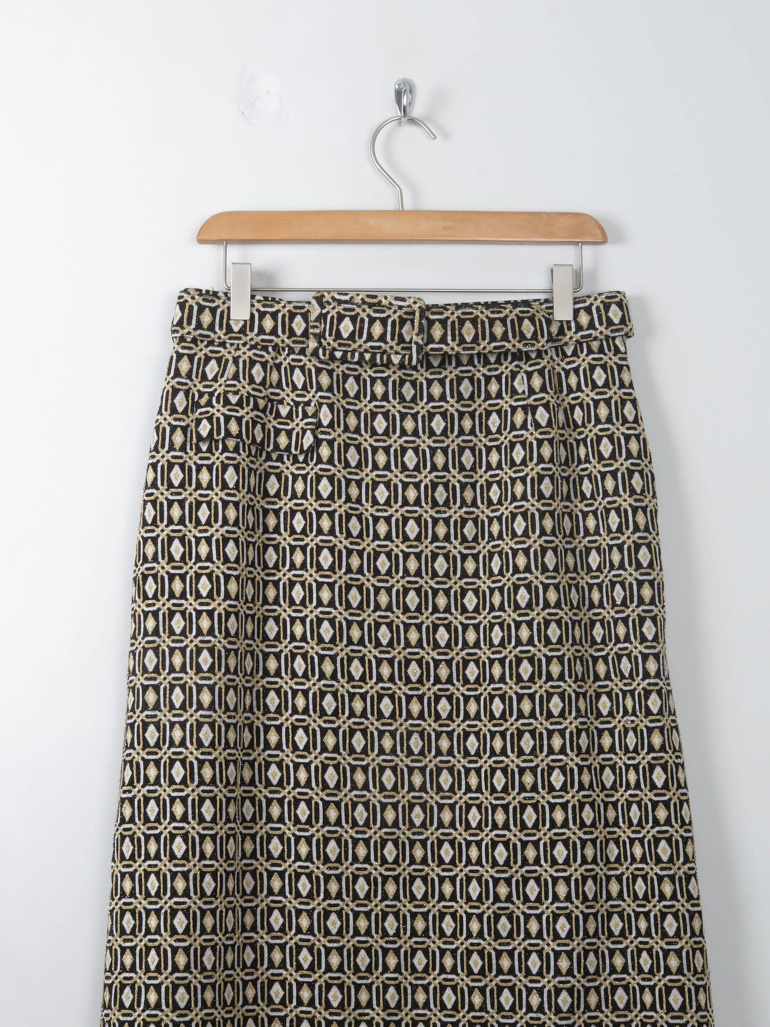Vintage Gold & Black Tricosa Maxi Skirt M - The Harlequin