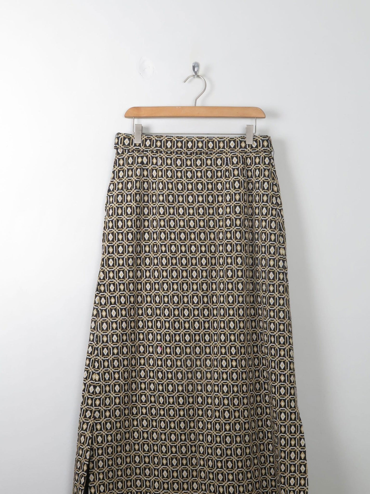 Vintage Gold & Black Tricosa Maxi Skirt M - The Harlequin