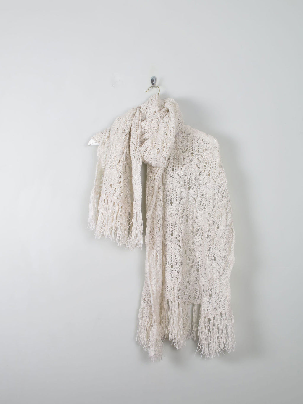 Vintage Gold & Cream Crochet Scar/f Shawl /Wrap - The Harlequin