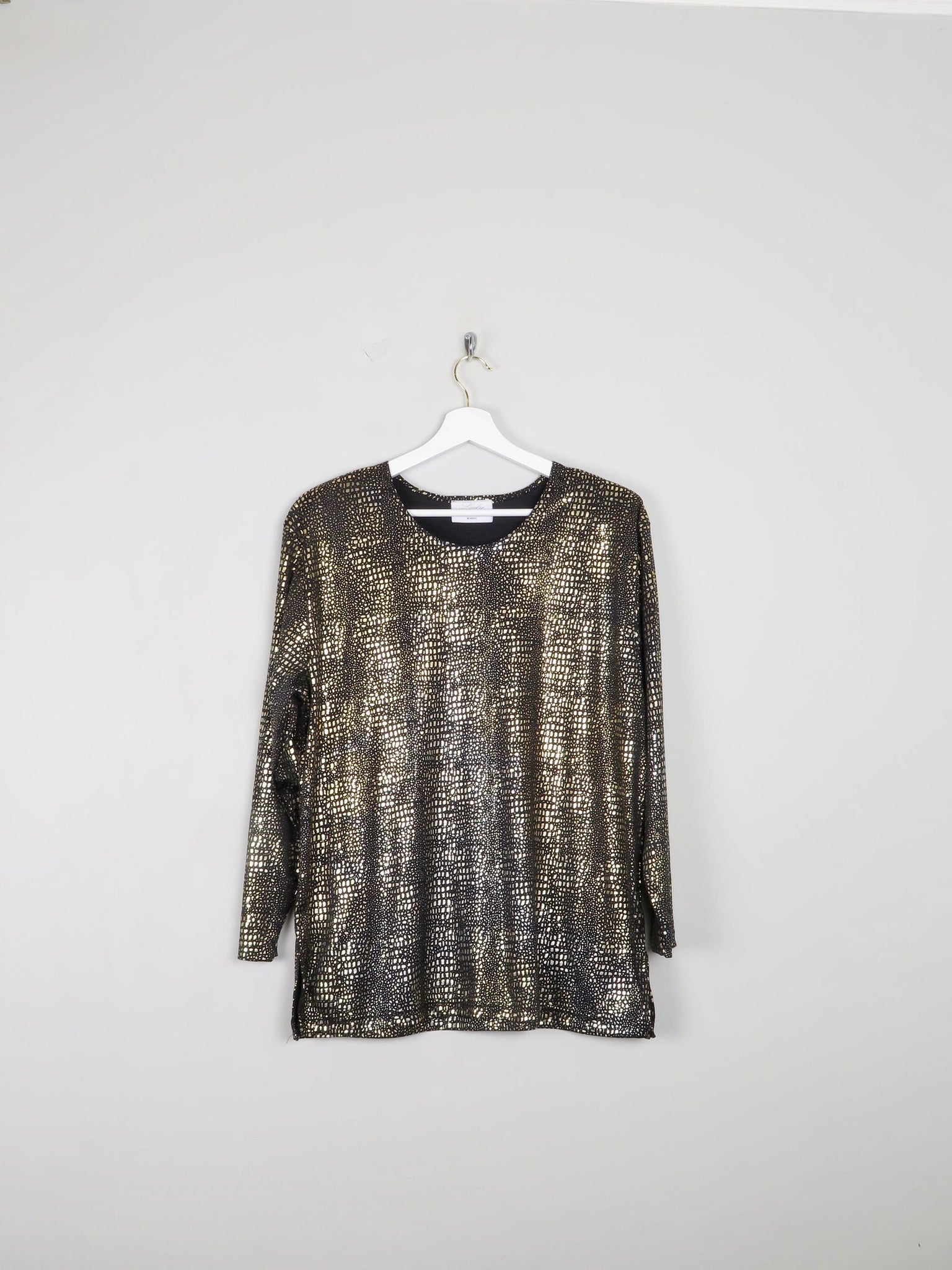 Vintage Gold Lame Long Sleeved Top L/XL - The Harlequin