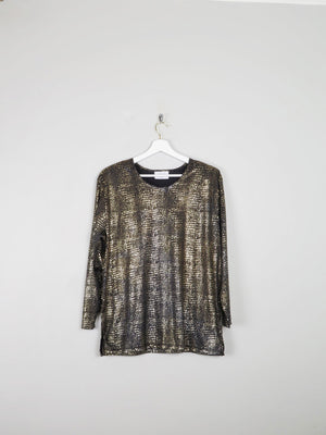 Vintage Gold Lame Long Sleeved Top L/XL - The Harlequin