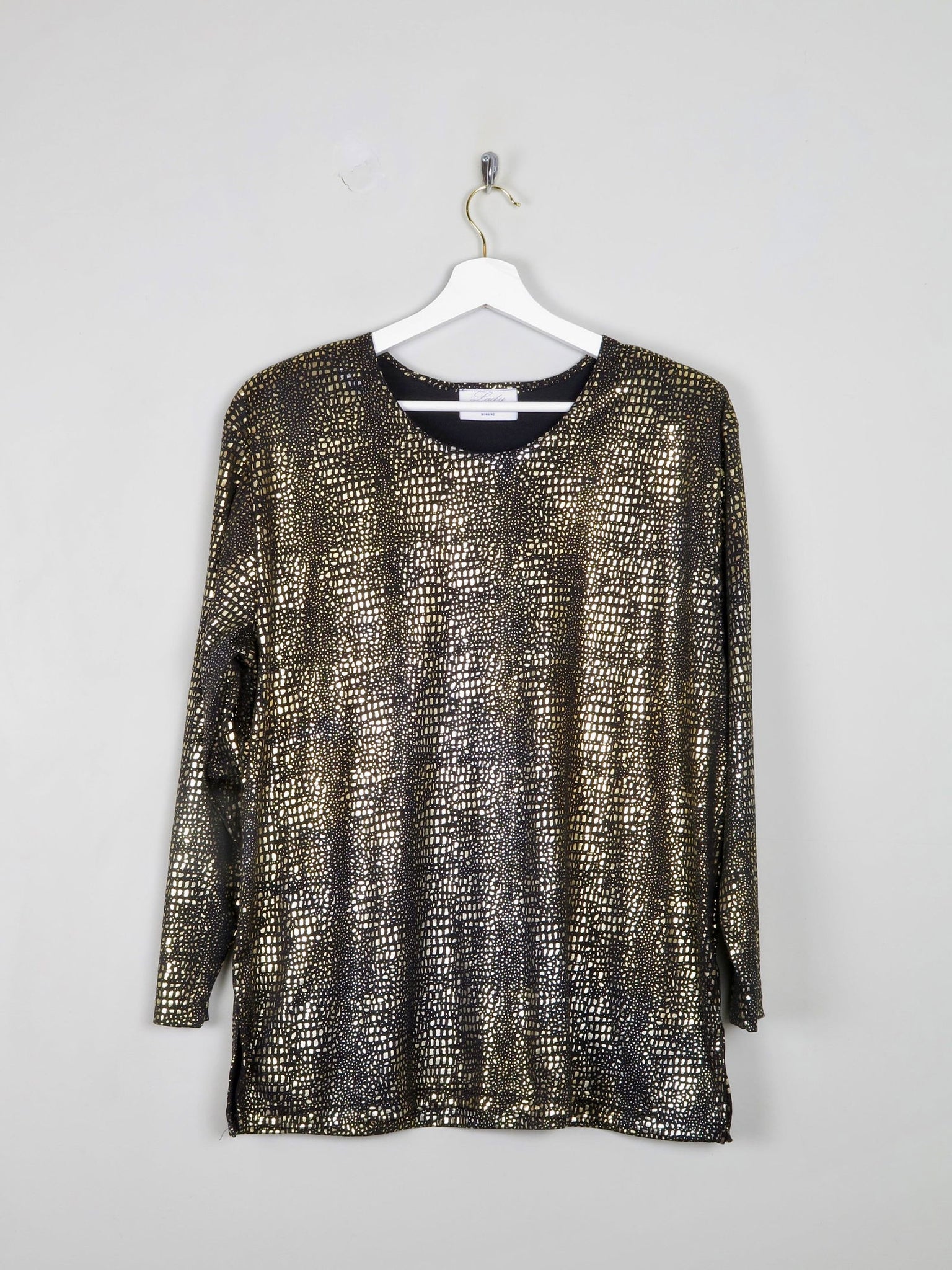 Vintage Gold Lame Long Sleeved Top L/XL - The Harlequin