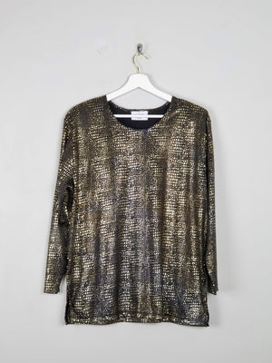 Vintage Gold Lame Long Sleeved Top L/XL - The Harlequin