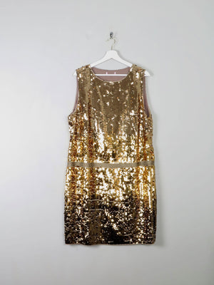 vintage gold dress Vintage Gold Sequin 1920s Style Charleston Dress L/XL