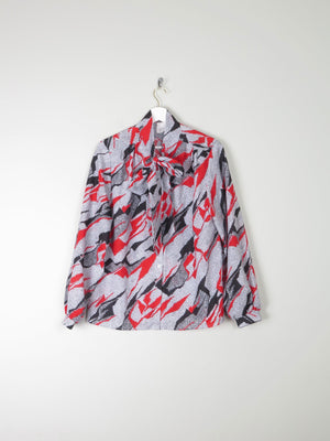 Vintage Graphic Print Tie Neck Blouse M - The Harlequin