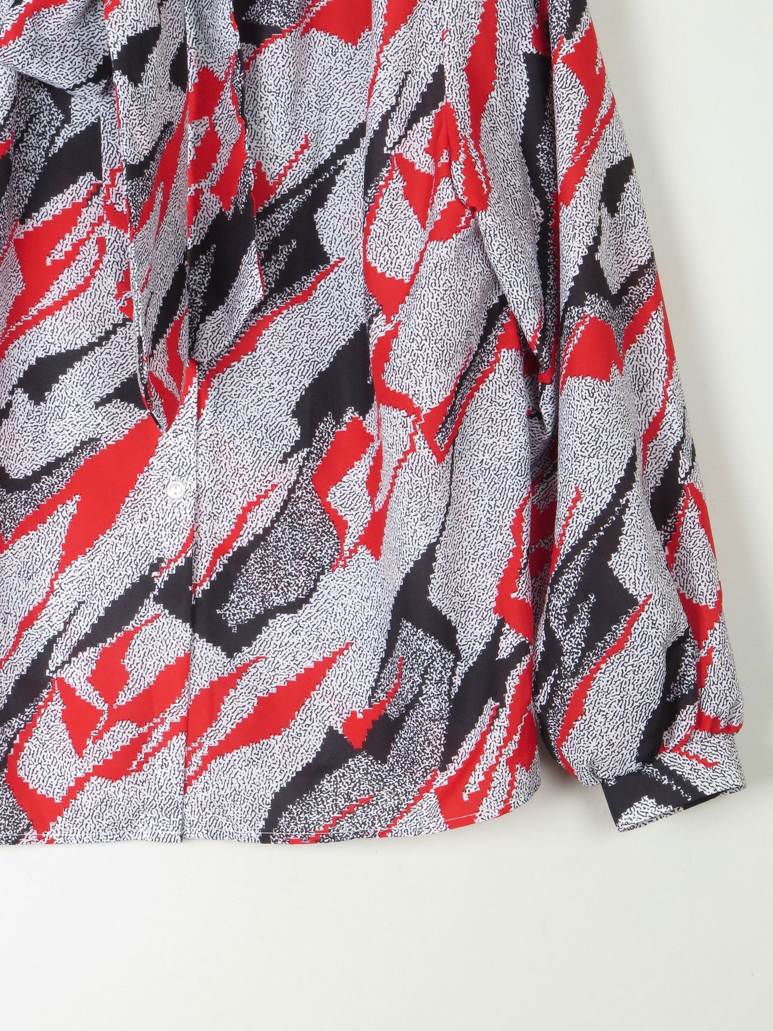 Vintage Graphic Print Tie Neck Blouse M - The Harlequin