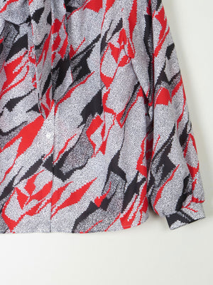 Vintage Graphic Print Tie Neck Blouse M - The Harlequin