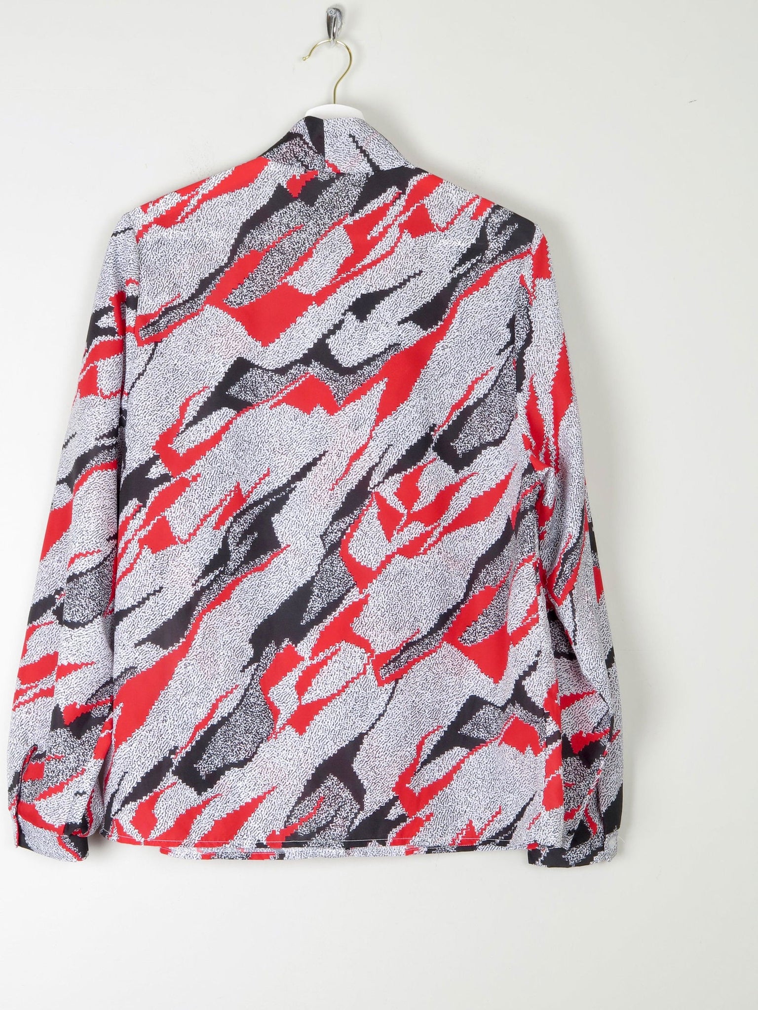 Vintage Graphic Print Tie Neck Blouse M - The Harlequin