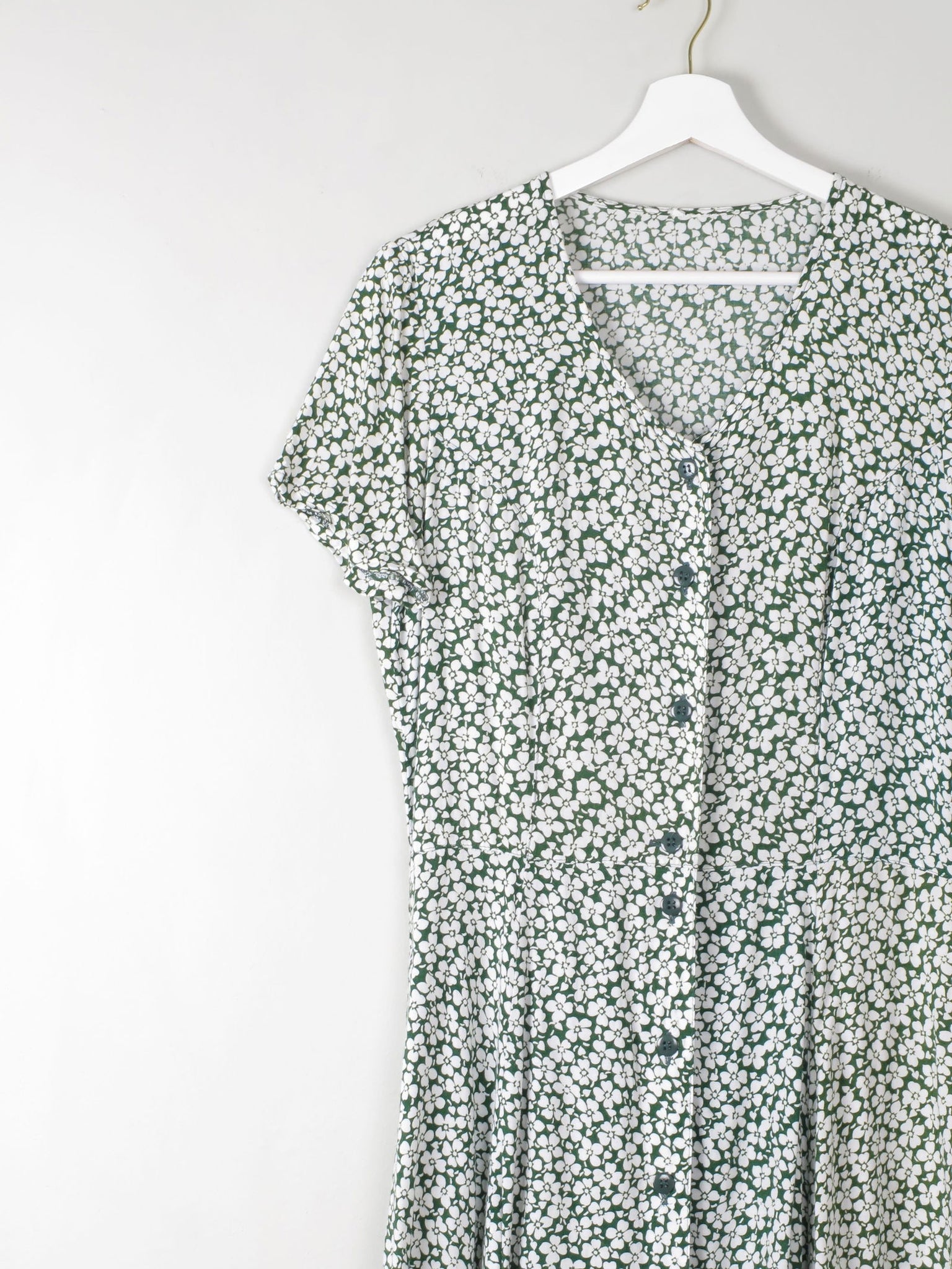Vintage Green Floral Printed Dress S - The Harlequin